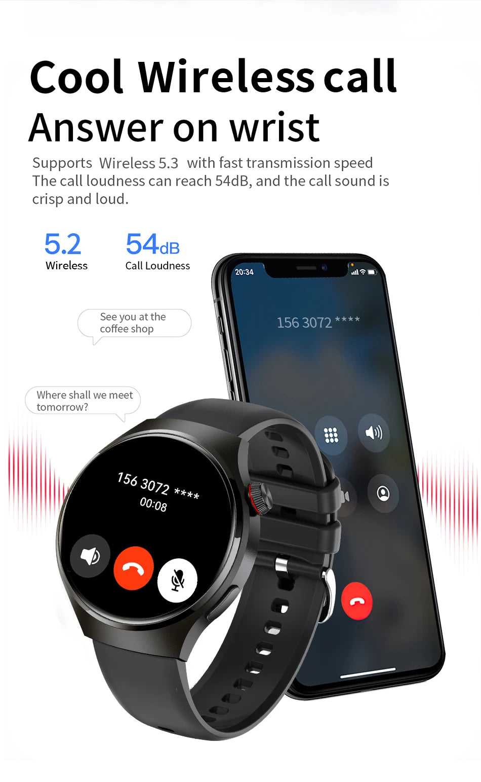 1.52 Inch Display Smart Watch for Men Bluetooth Calling Fitness and Health Tracker Waterproof Sport Smartwatch for Android and iOS Phones