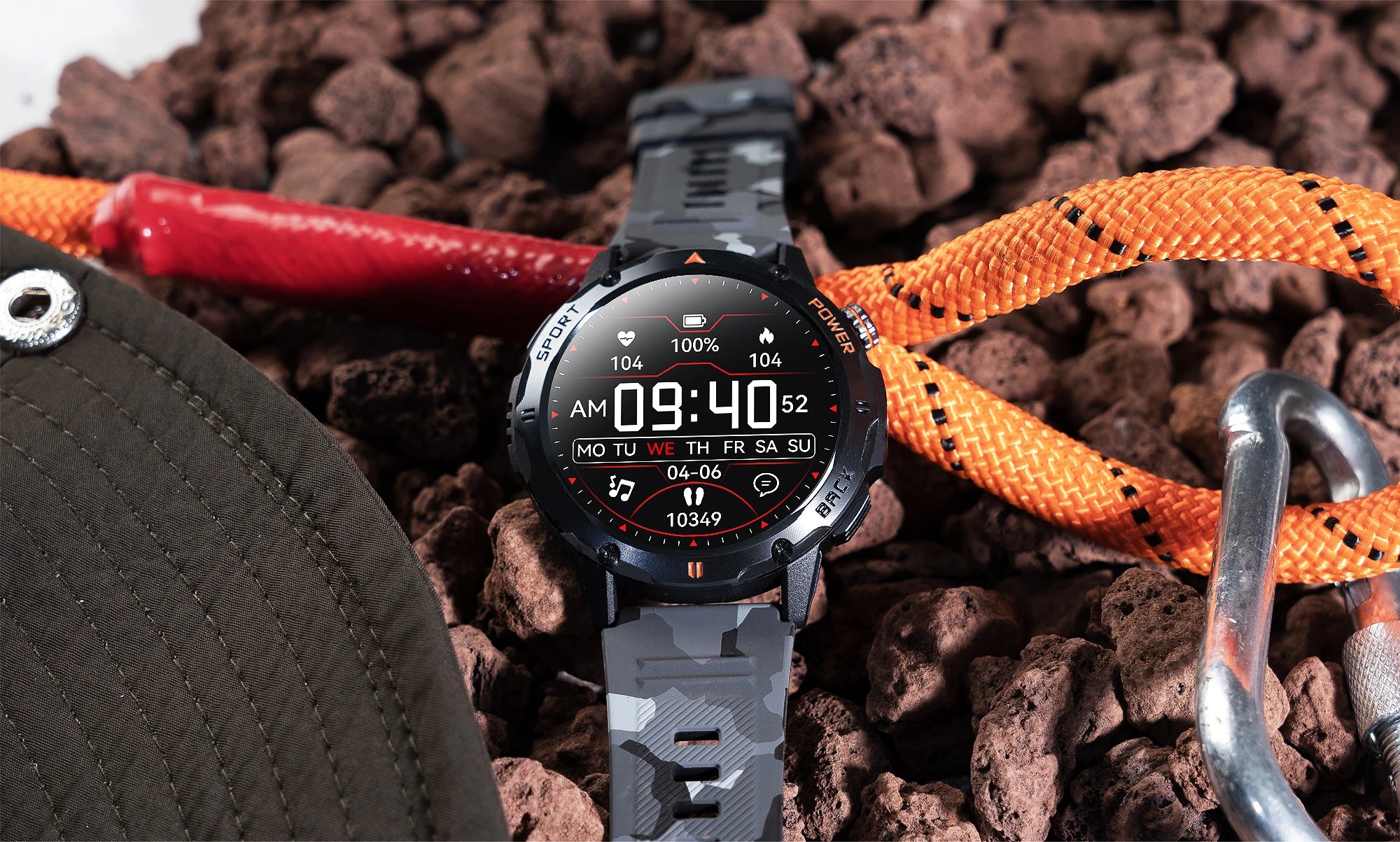 Tactical Outdoor Smart Watch with Flashlight Bluetooth Call Fitness Tracker for Android and iOS