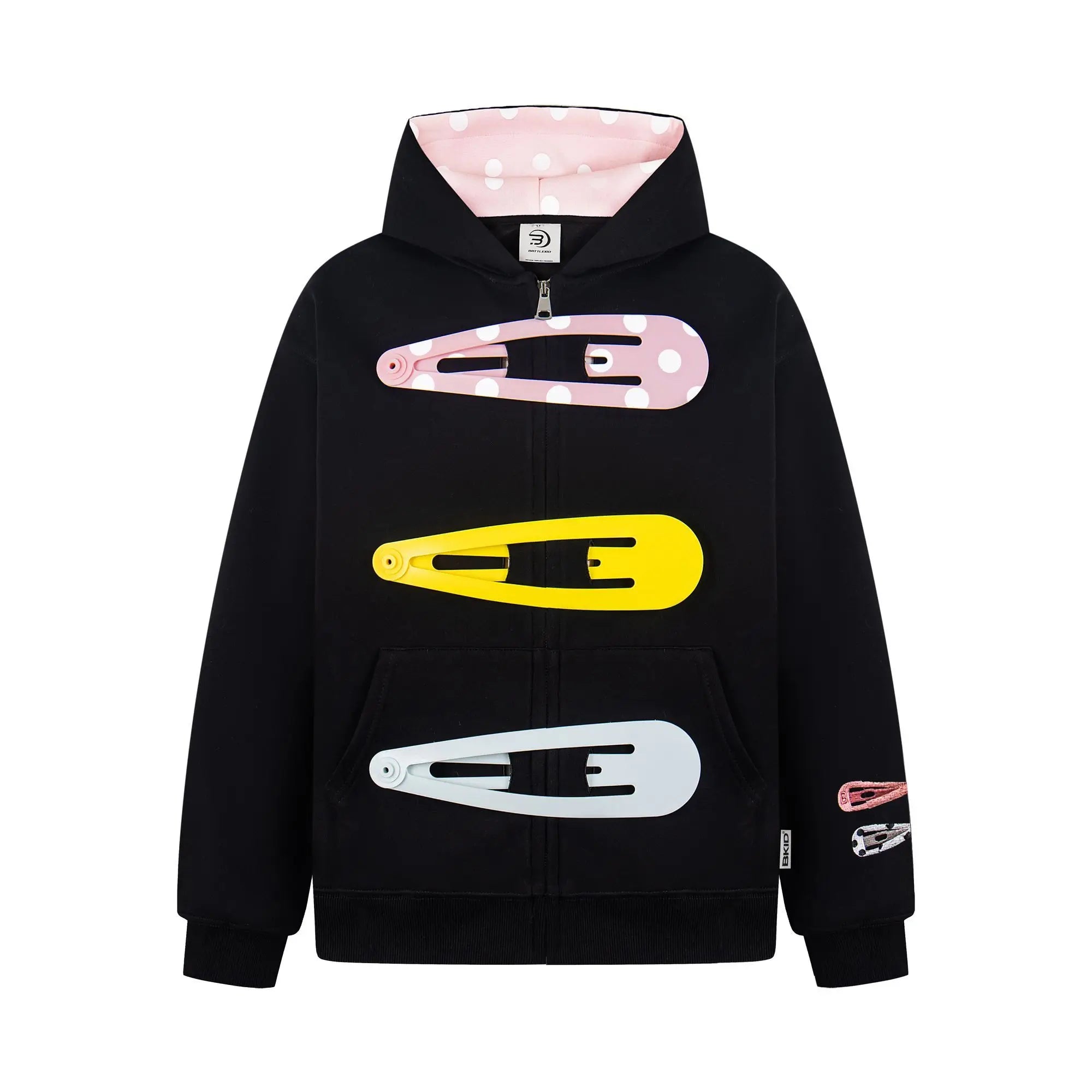 Womens Detachable Hoodie Clip Design Zip Up Sweatshirt Goth Grunge Cardigan Jacket Streetwear Fashion