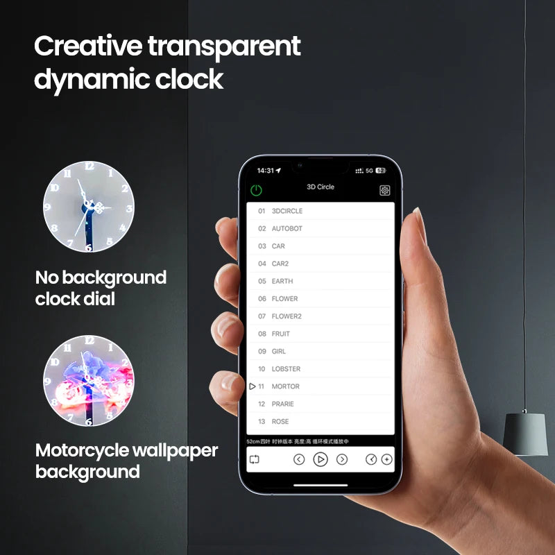 Cyberpunk 3d projector led digital large wall clock modern design decoration art big wall clock Can display images and videos