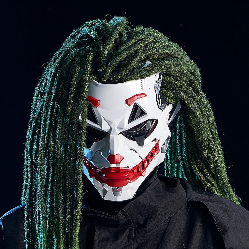 Cyberpunk Joker Masks with Clown Braids Cosplay Clown Costume Party Props Halloween Anime Role-Playing Gifts Toys for Adults