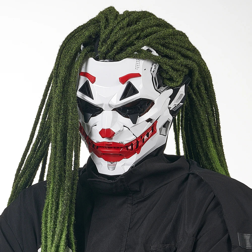 Cyberpunk Joker Masks with Clown Braids Cosplay Clown Costume Party Props Halloween Anime Role-Playing Gifts Toys for Adults