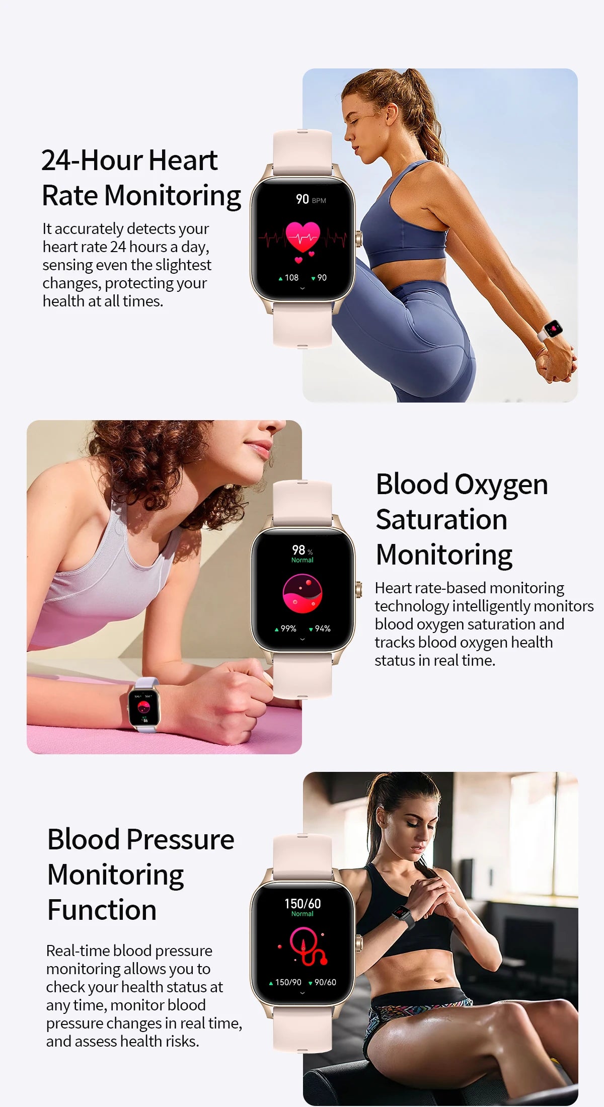 1.85 Inch HD Smart Watch for Men and Women Bluetooth Calling Fitness Tracker Health Monitor Custom Watch Face Smartwatch for Android and iOS