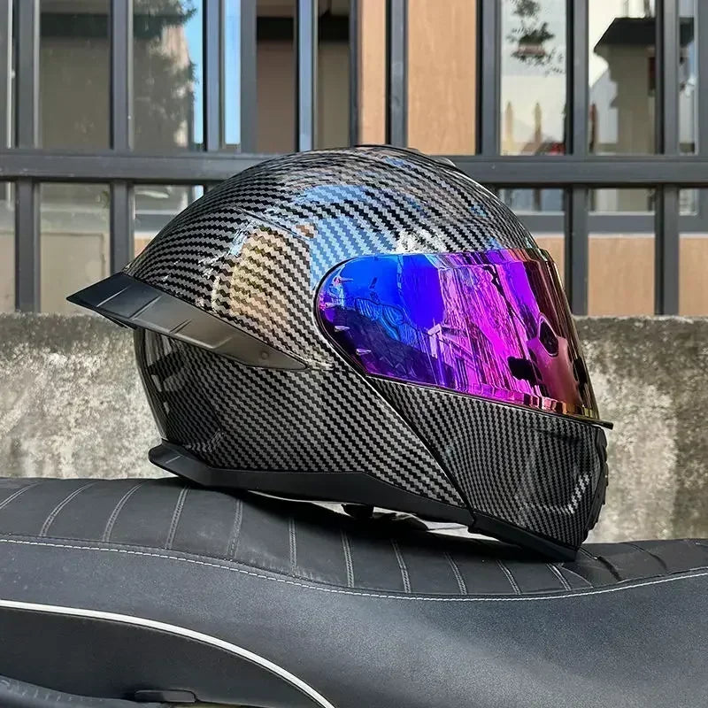 Bad Boy Flip Up Motorcycle Helmet Face Dual Visor Double Mirror Racing Helmet with Night Vision Lens for All Season Riding