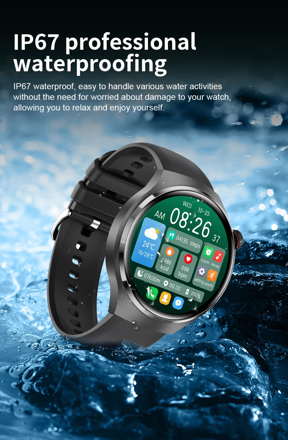 1.52 Inch Display Smart Watch for Men Bluetooth Calling Fitness and Health Tracker Waterproof Sport Smartwatch for Android and iOS Phones