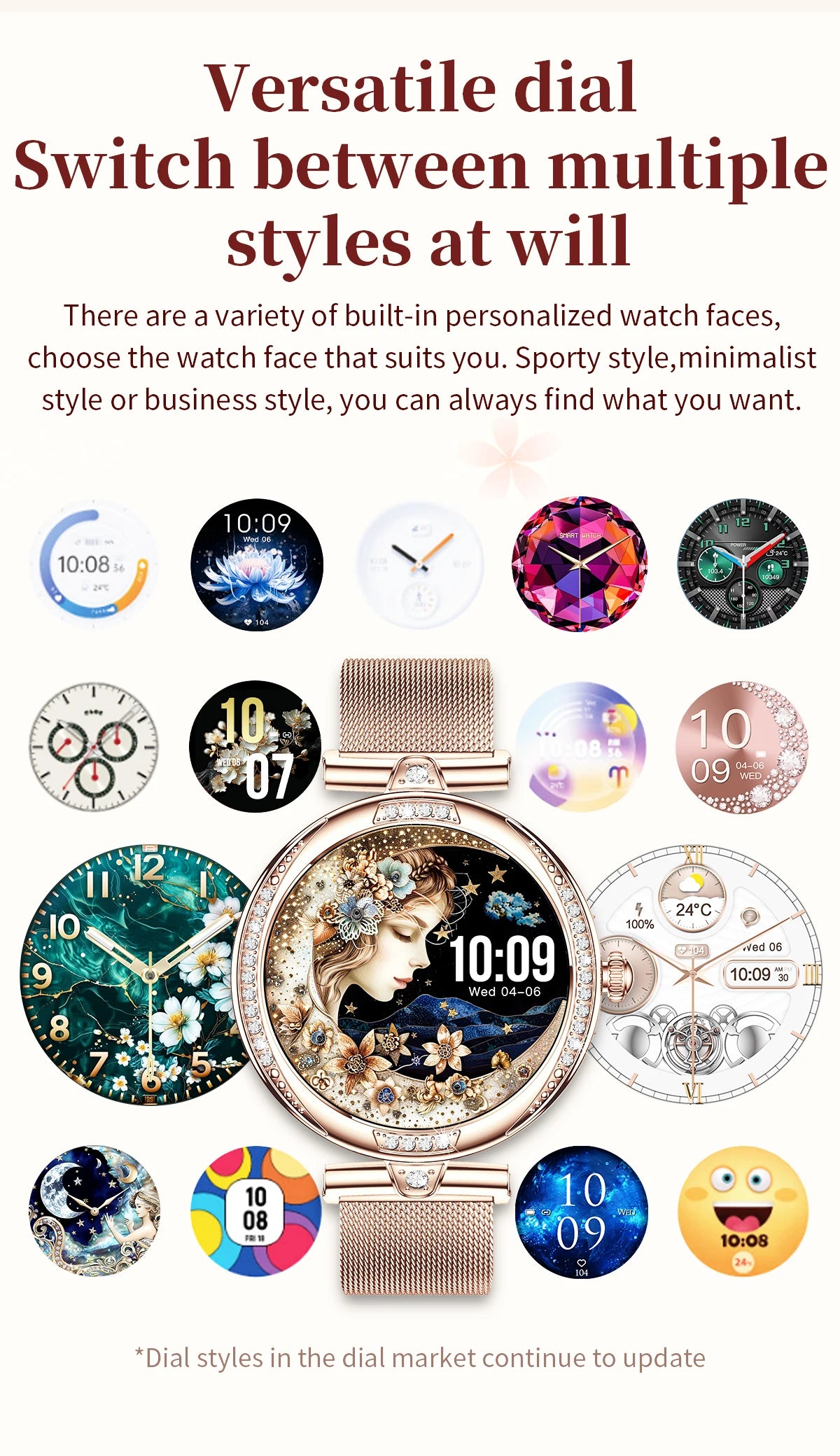 Fashion Smart Watch for Women 390 by 390 HD Display Bluetooth Voice Calling Heart Rate Monitor Custom Watch Face Smartwatch for Android and iOS