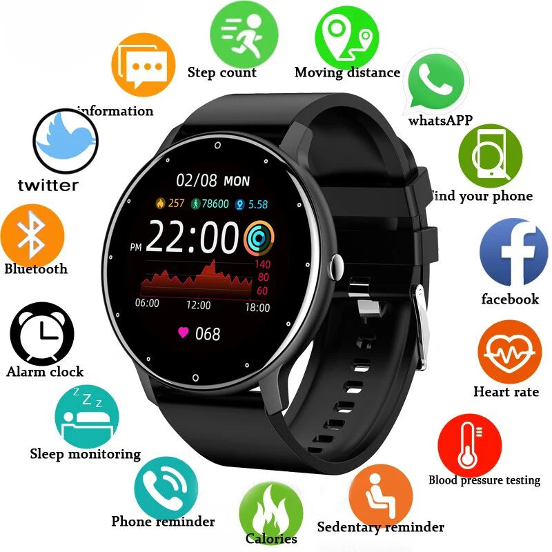 Fashion Smart Watch Full Touch Screen Fitness Tracker Bluetooth Smartwatch Waterproof for Men and Women Android and iOS