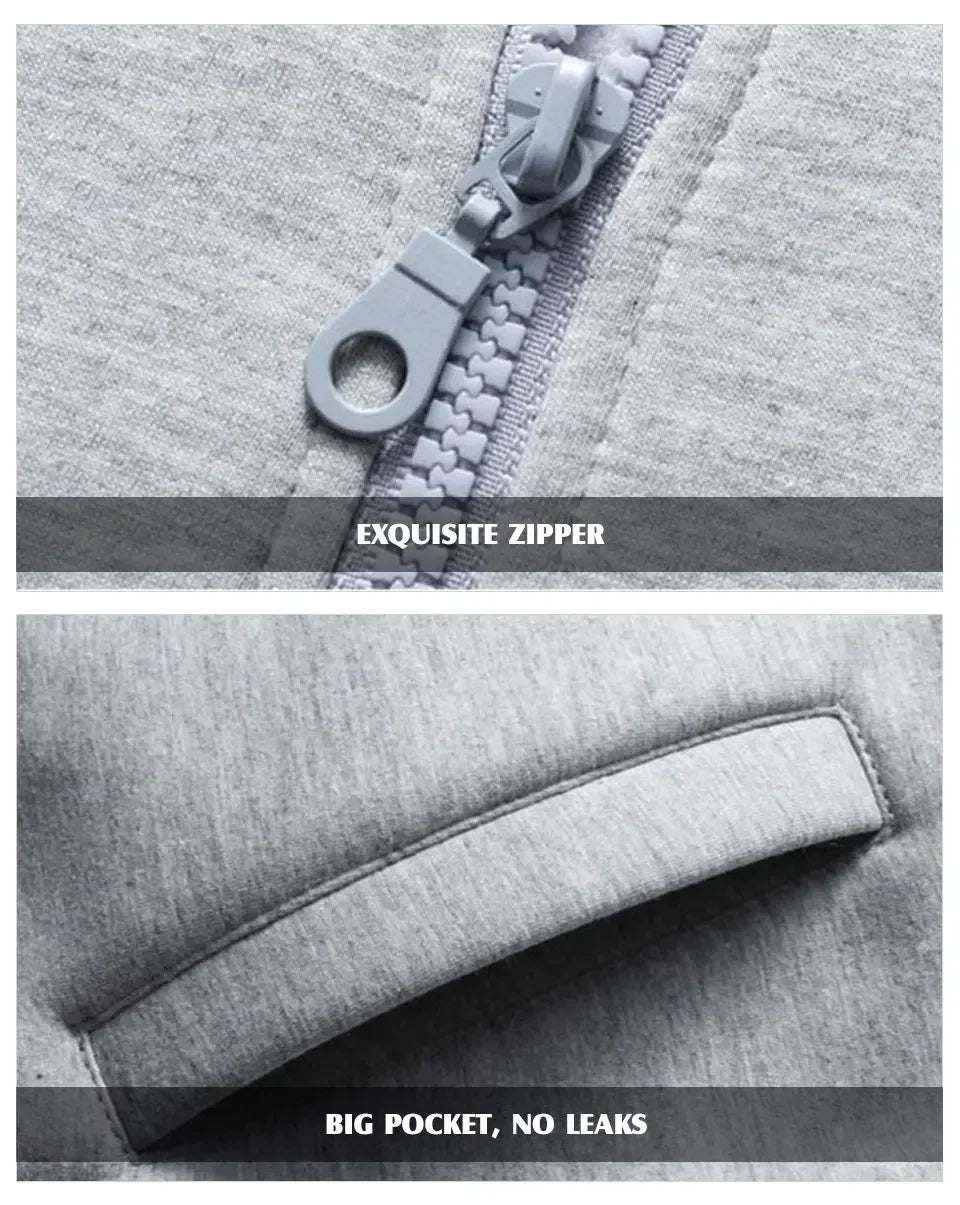 Mens Sports Suit Fleece Warm Jacket and Drawstring Pants Set Printed Fashion Tracksuit for Men