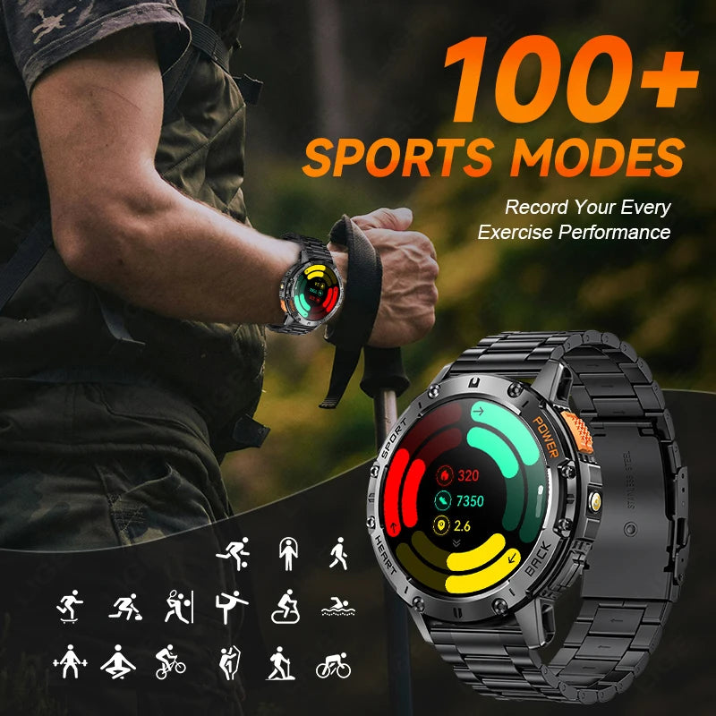 Smart Watch for Men Bluetooth Calling Fitness Tracker Waterproof Sport Smartwatch with Flashlight for Android and iOS