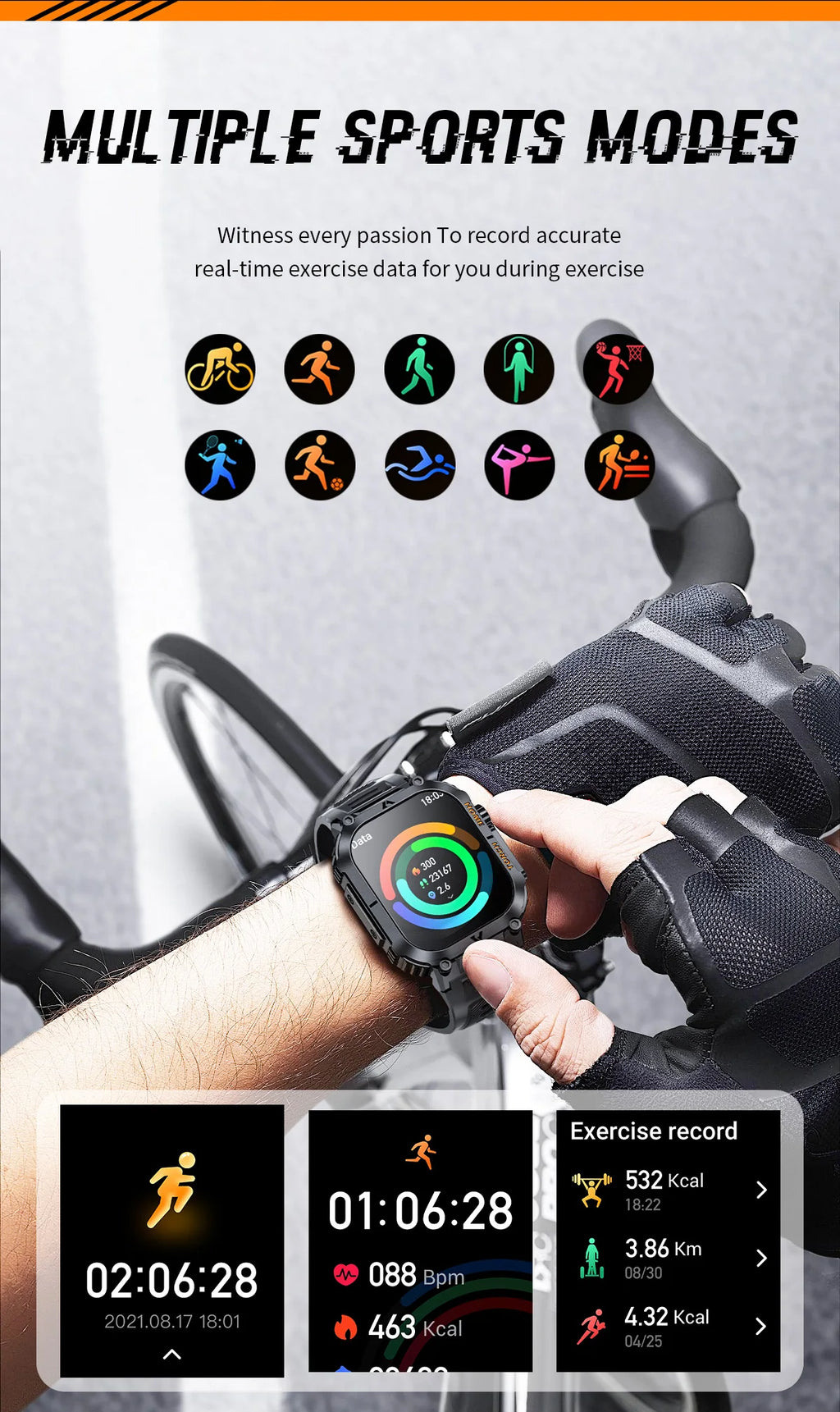 Rugged And Durable Military Smart Watch Ip68 Waterproof 2.02 ''HD Display Bluetooth Voice Smart Watch With Flashlight 2024 New