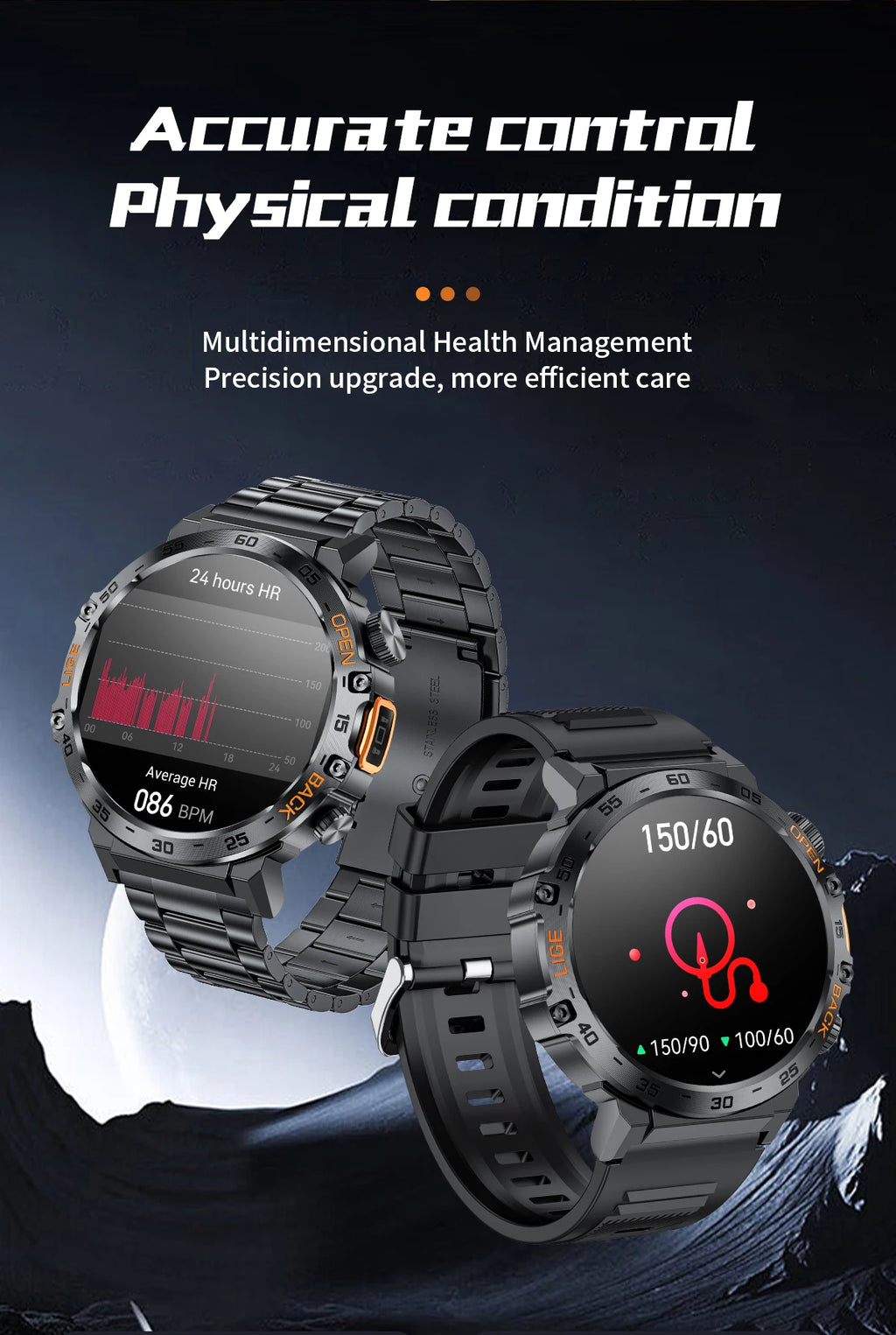 HD Smart Watch for Men 360 by 360 Display Bluetooth Fitness Tracker Waterproof Sport Smartwatch for Android and iOS