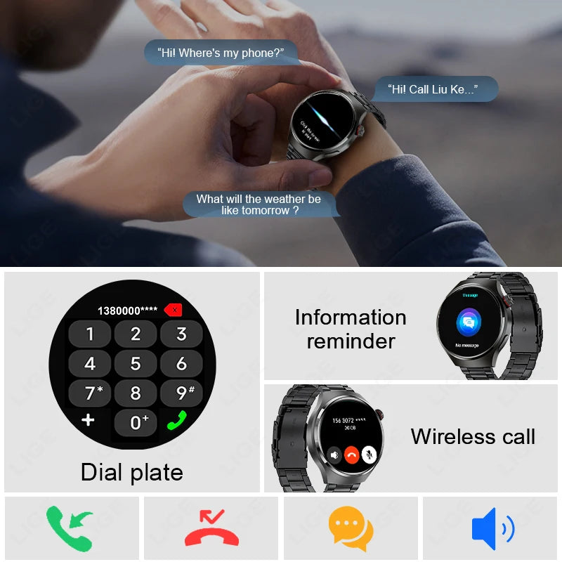1.52 Inch Display Smart Watch for Men Bluetooth Calling Fitness and Health Tracker Waterproof Sport Smartwatch for Android and iOS Phones
