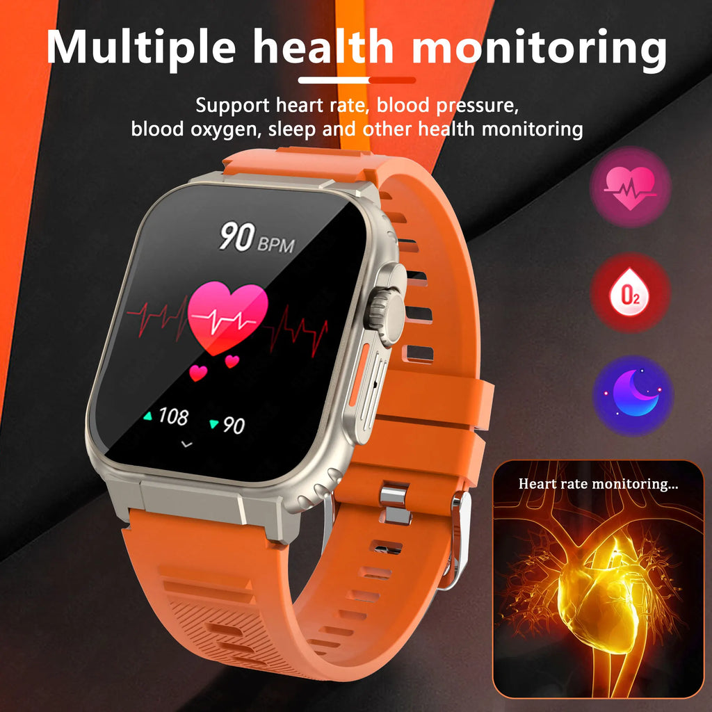 1.96 Inch AMOLED Smart Watch for Men Bluetooth Calling 600 mAh Battery Fitness Tracker Waterproof Outdoor Sport Smartwatch for Android and iOS