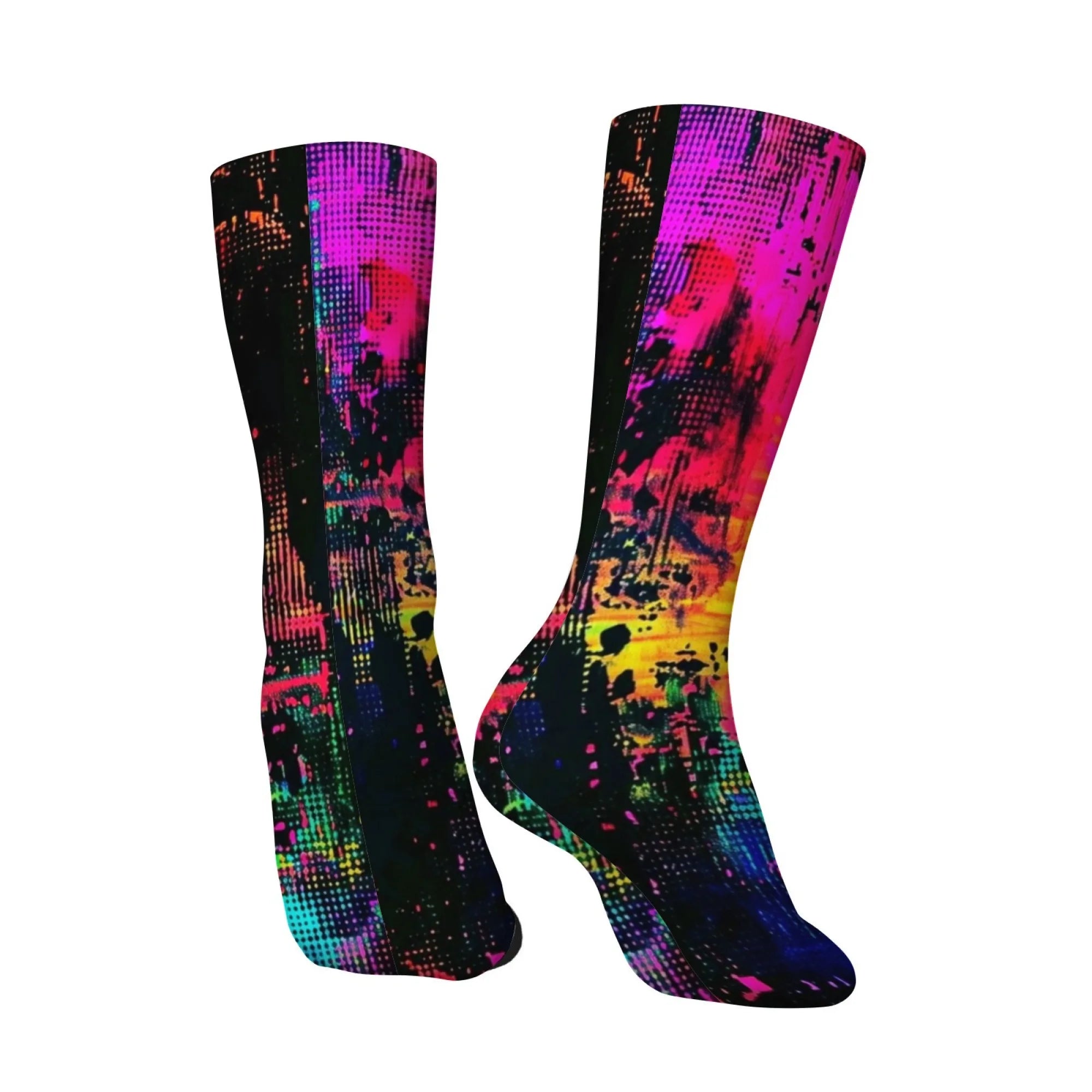 CyberTribe Ink-Splattered Graffiti Men's Socks Street Hip-Hop Retro Fashion Socks Novelty Funny Compression Socks Party Gift