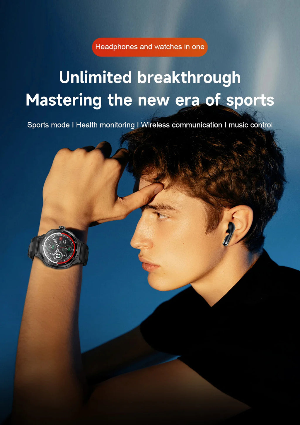 2 in 1 Smart Watch with Wireless Earbuds Bluetooth Calling NFC Health Monitor Fitness Tracker Smartwatch for Android and iOS