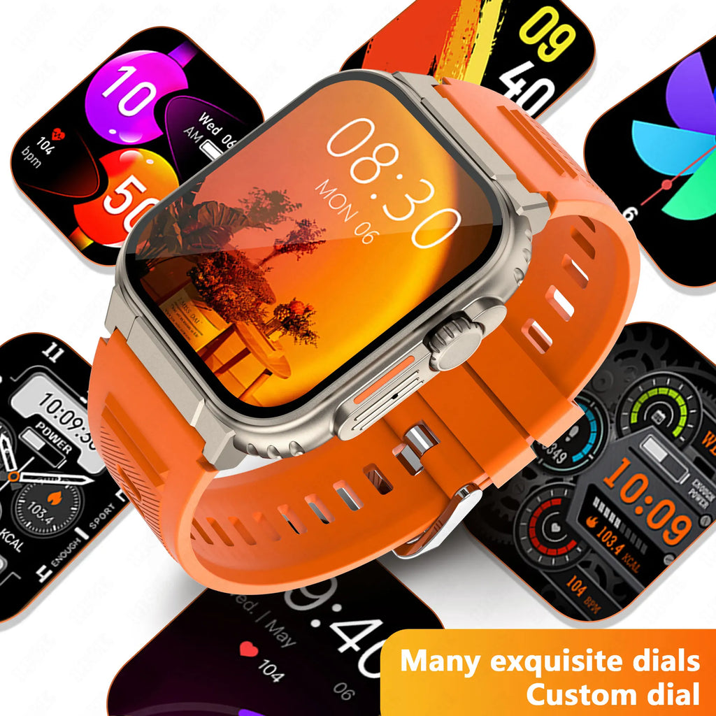 1.96 Inch AMOLED Smart Watch for Men Bluetooth Calling 600 mAh Battery Fitness Tracker Waterproof Outdoor Sport Smartwatch for Android and iOS