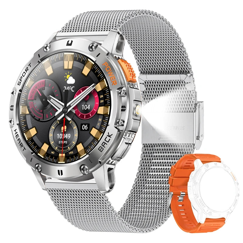 Smart Watch for Men Bluetooth Calling Fitness Tracker Waterproof Sport Smartwatch with Flashlight for Android and iOS