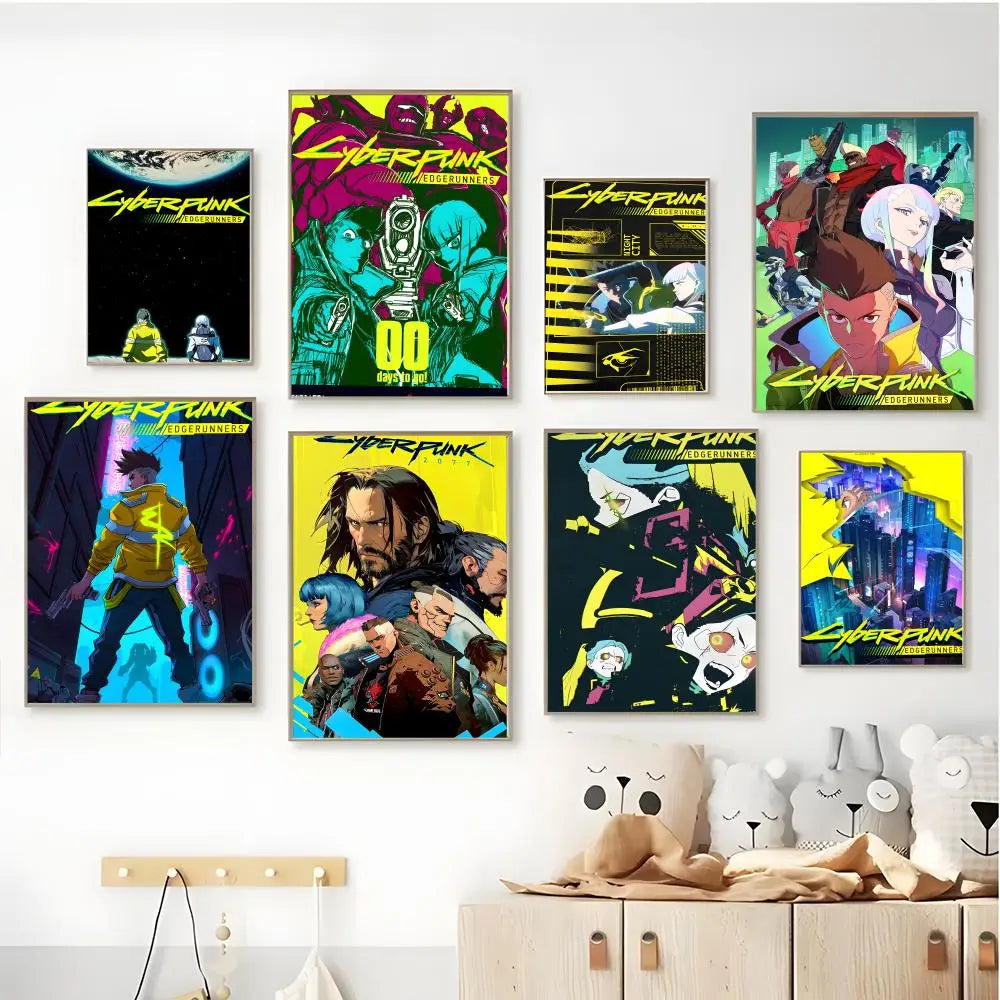 Cyberpunk Edgerunners Poster HD art sticky wall waterproof home living room bedroom bar aesthetic decoration