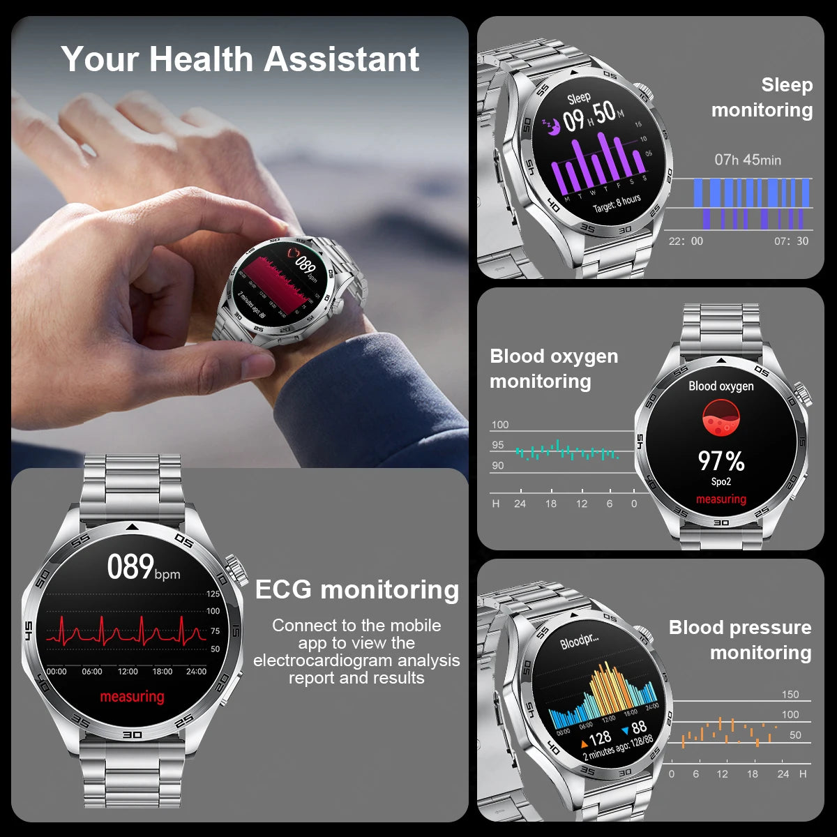 Advanced Health Monitor Smart Watch Bluetooth Call Fitness Tracker for Android and iOS