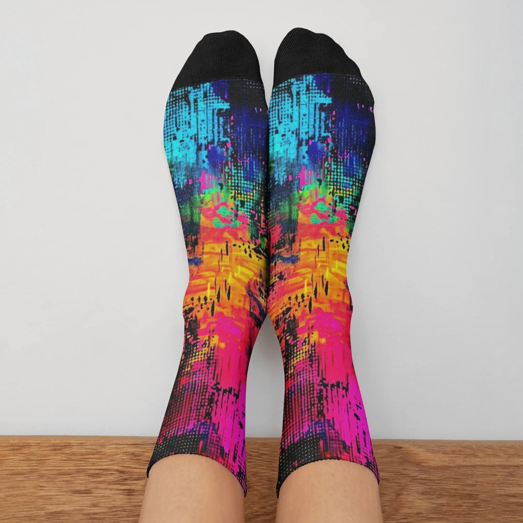 CyberTribe Ink-Splattered Graffiti Men's Socks Street Hip-Hop Retro Fashion Socks Novelty Funny Compression Socks Party Gift