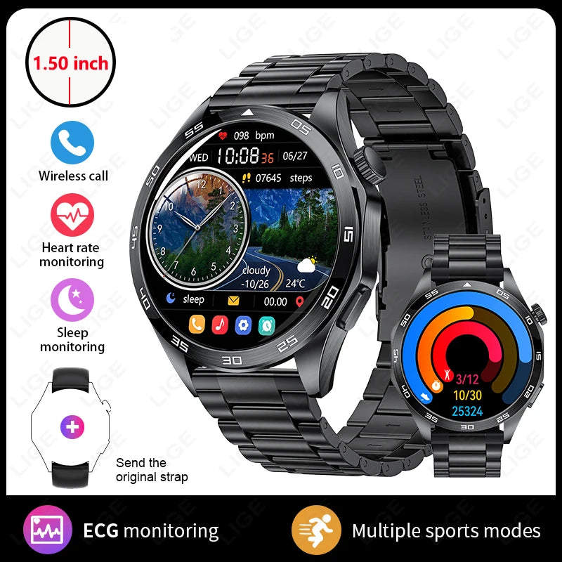 Smart Watch for Men Bluetooth Calling ECG Heart Rate Monitor Fitness Tracker Waterproof Smartwatch for Android and iOS