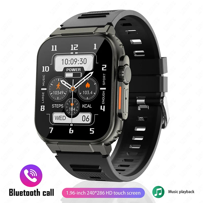 1.96 Inch AMOLED Smart Watch for Men Bluetooth Calling 600 mAh Battery Fitness Tracker Waterproof Outdoor Sport Smartwatch for Android and iOS