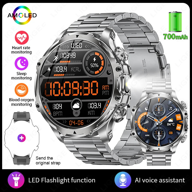 1.9 Inch Smart Watch for Men Bluetooth Calling 700 mAh Battery Fitness Tracker Waterproof Outdoor Sport Smartwatch for Android and iOS