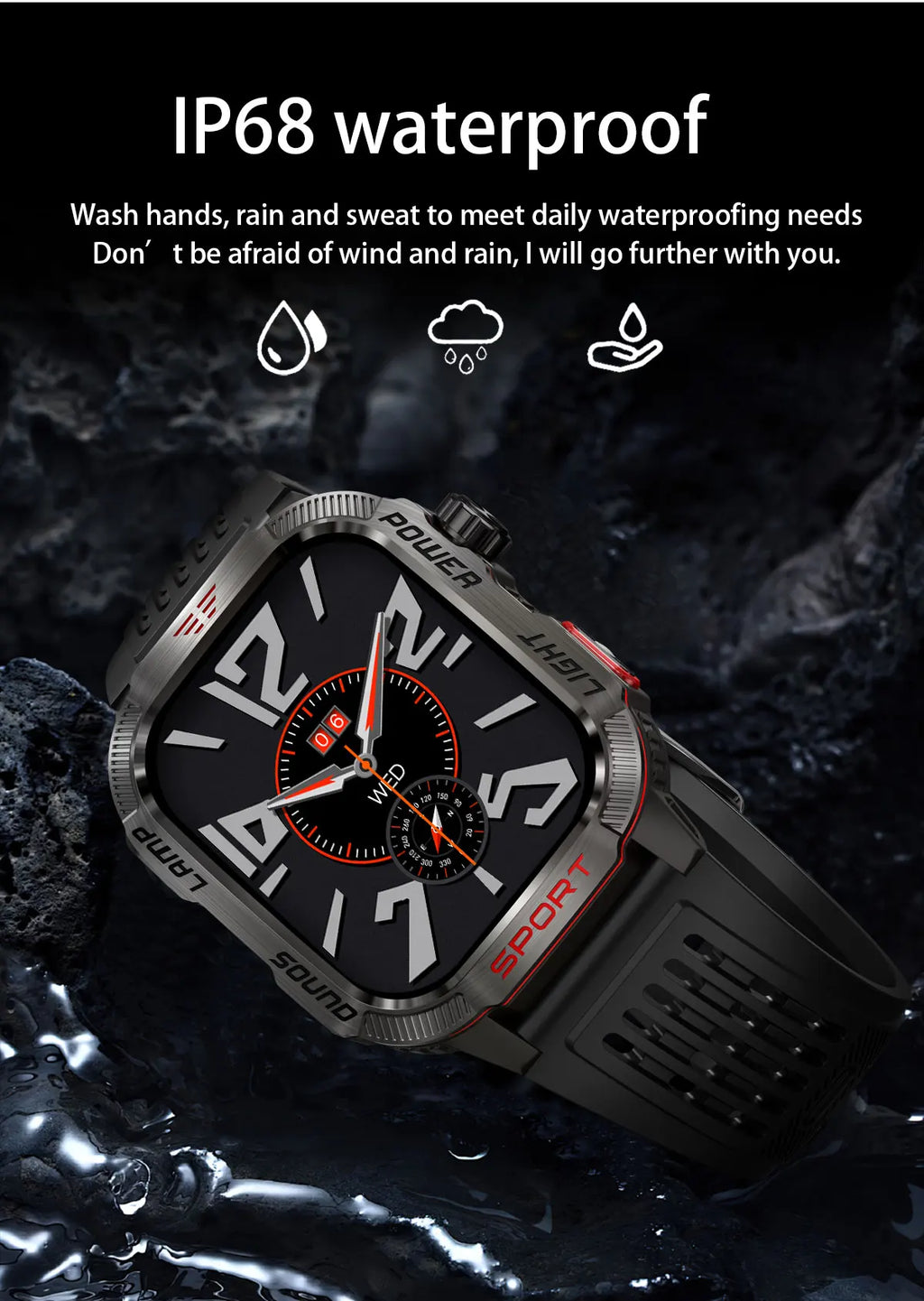 Military Outdoor Smart Watch for Men 600 mAh Battery Bluetooth Calling Fitness Tracker Blood Oxygen Monitor Waterproof Smartwatch for Android and iOS