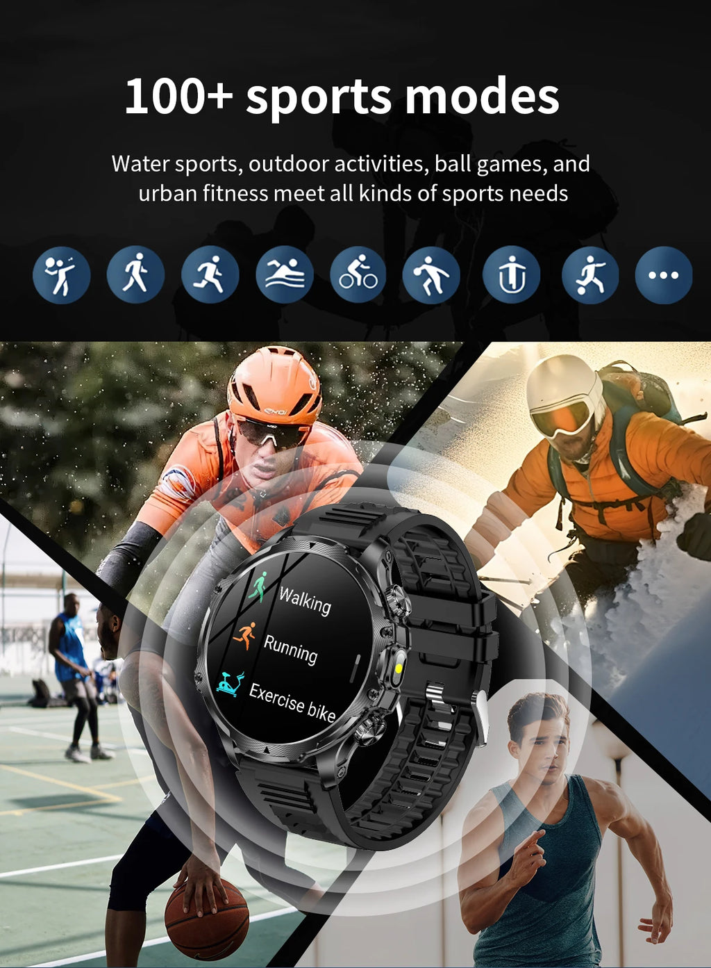 1.9 Inch Smart Watch for Men Bluetooth Calling 700 mAh Battery Fitness Tracker Waterproof Outdoor Sport Smartwatch for Android and iOS