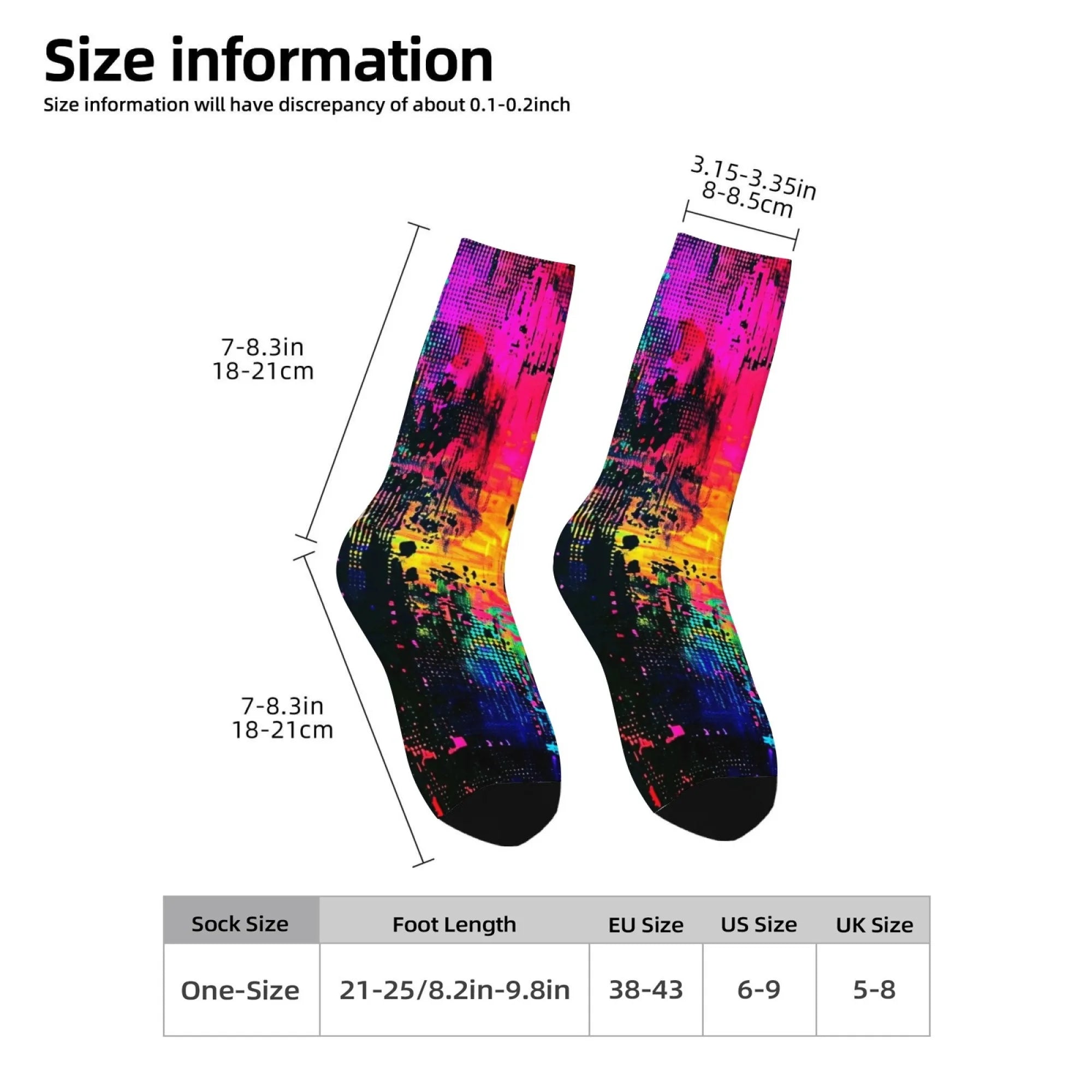 CyberTribe Ink-Splattered Graffiti Men's Socks Street Hip-Hop Retro Fashion Socks Novelty Funny Compression Socks Party Gift