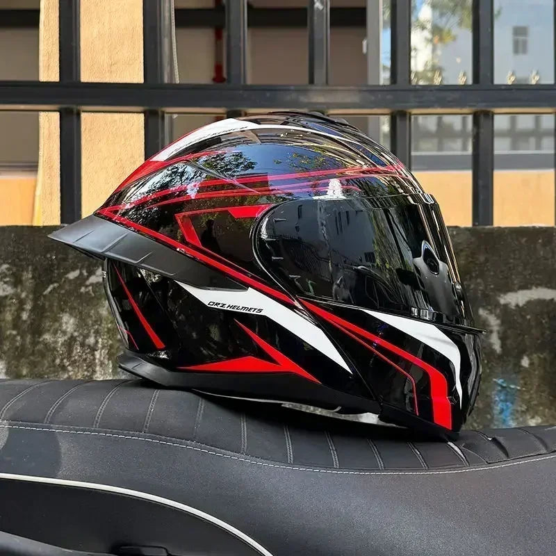 Bad Boy Flip Up Motorcycle Helmet Face Dual Visor Double Mirror Racing Helmet with Night Vision Lens for All Season Riding