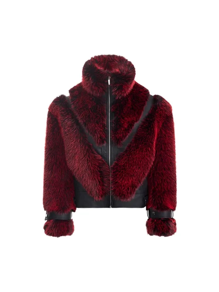 Autumn Winter Cool Handsome Thick Warm Patchwork Faux Fur Coat Men Luxury Designer Clothes Zip Up Fluffy Jacket 2025