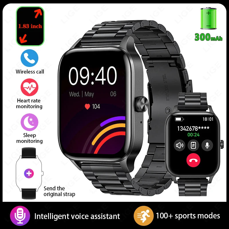 1.85 Inch HD Smart Watch for Men and Women Bluetooth Calling Fitness Tracker Health Monitor Custom Watch Face Smartwatch for Android and iOS