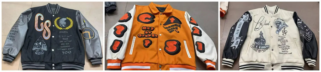 Varsity Jacket for Men PU Leather Sleeves Embroidered Baseball Jacket Streetwear College Style Outerwear