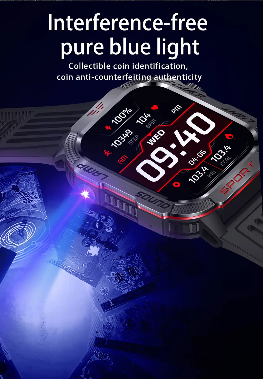 Military Outdoor Smart Watch for Men 600 mAh Battery Bluetooth Calling Fitness Tracker Blood Oxygen Monitor Waterproof Smartwatch for Android and iOS