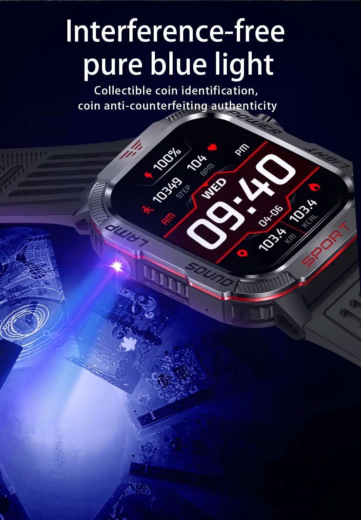 Military Outdoor Smart Watch for Men 600 mAh Battery Bluetooth Calling Fitness Tracker Blood Oxygen Monitor Waterproof Smartwatch for Android and iOS