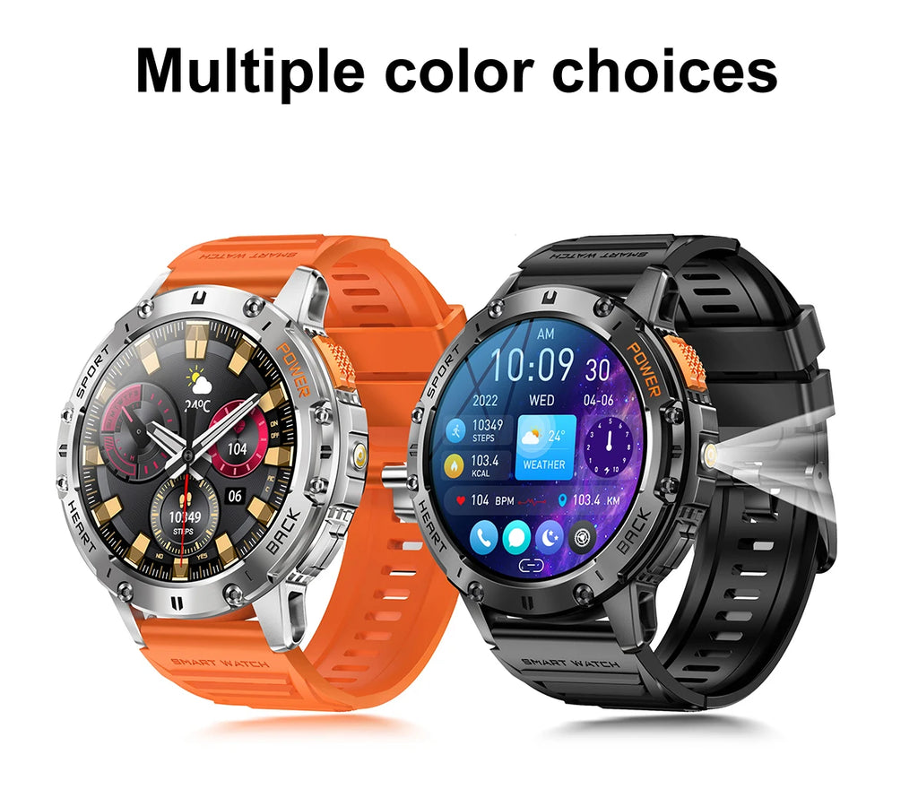 Smart Watch for Men Bluetooth Calling Fitness Tracker Waterproof Sport Smartwatch with Flashlight for Android and iOS