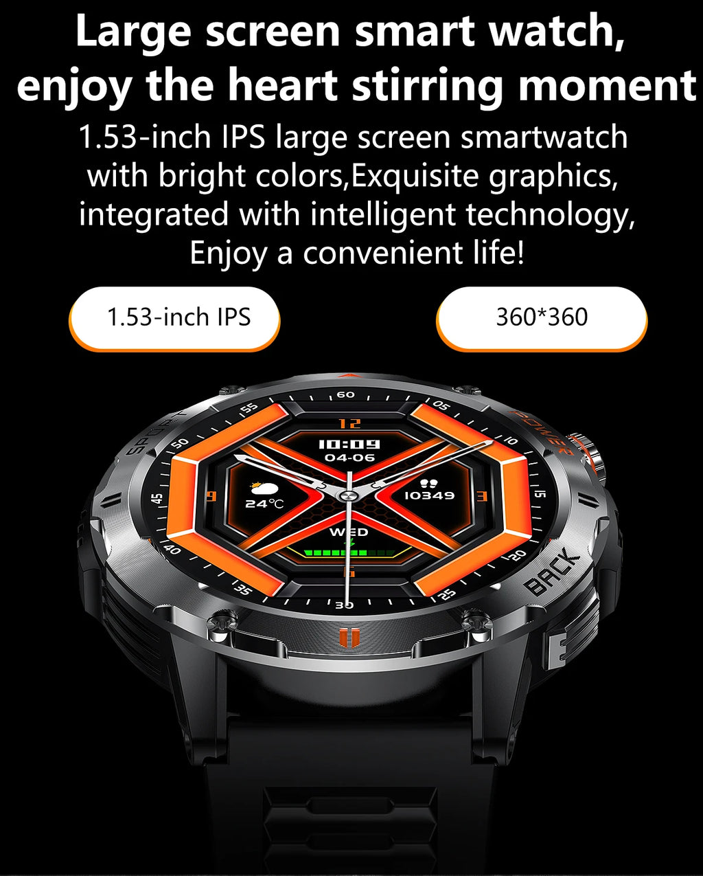 Tactical Outdoor Smart Watch with Flashlight Bluetooth Call Fitness Tracker for Android and iOS