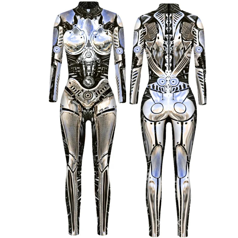 Cyberpunk Robot Punk Bodysuit Futuristic Cosplay Zentai Suit for Festivals Halloween Costumes and Sci Fi Fashion by CyberTribe