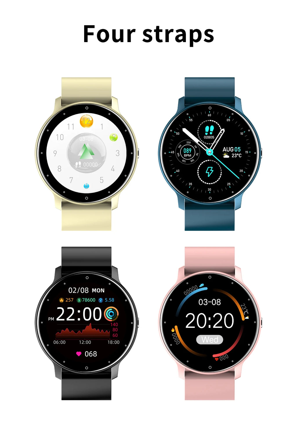 Fashion Smart Watch Full Touch Screen Fitness Tracker Bluetooth Smartwatch Waterproof for Men and Women Android and iOS