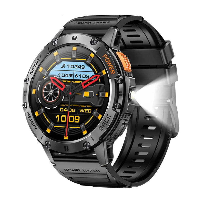 Smart Watch for Men Bluetooth Calling Fitness Tracker Waterproof Sport Smartwatch with Flashlight for Android and iOS