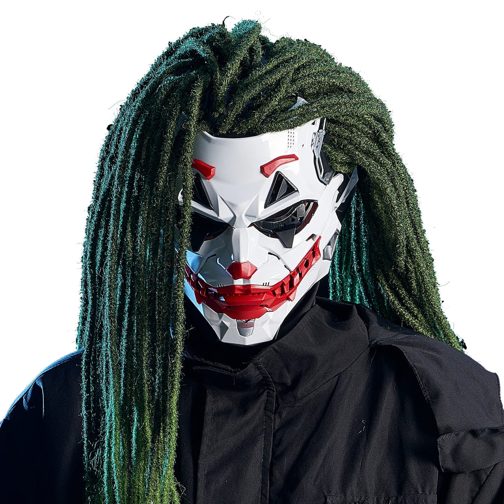 Cyberpunk Joker Masks with Clown Braids Cosplay Clown Costume Party Props Halloween Anime Role-Playing Gifts Toys for Adults