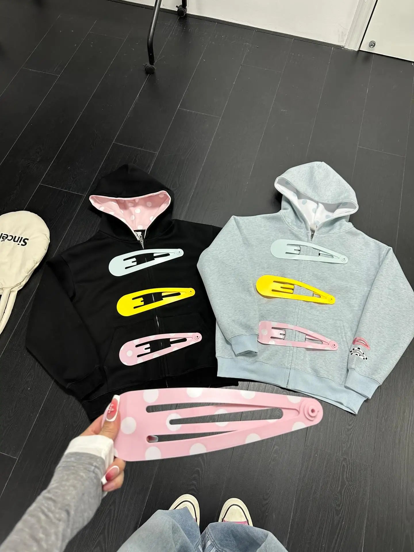 Womens Detachable Hoodie Clip Design Zip Up Sweatshirt Goth Grunge Cardigan Jacket Streetwear Fashion