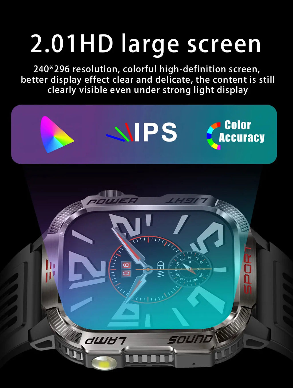 Military Outdoor Smart Watch for Men 600 mAh Battery Bluetooth Calling Fitness Tracker Blood Oxygen Monitor Waterproof Smartwatch for Android and iOS