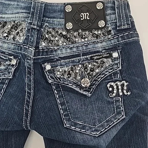 Womens Flared Jeans Diamond Embroidery Vintage Y2K Low Rise Baggy Denim Pants Streetwear Trousers