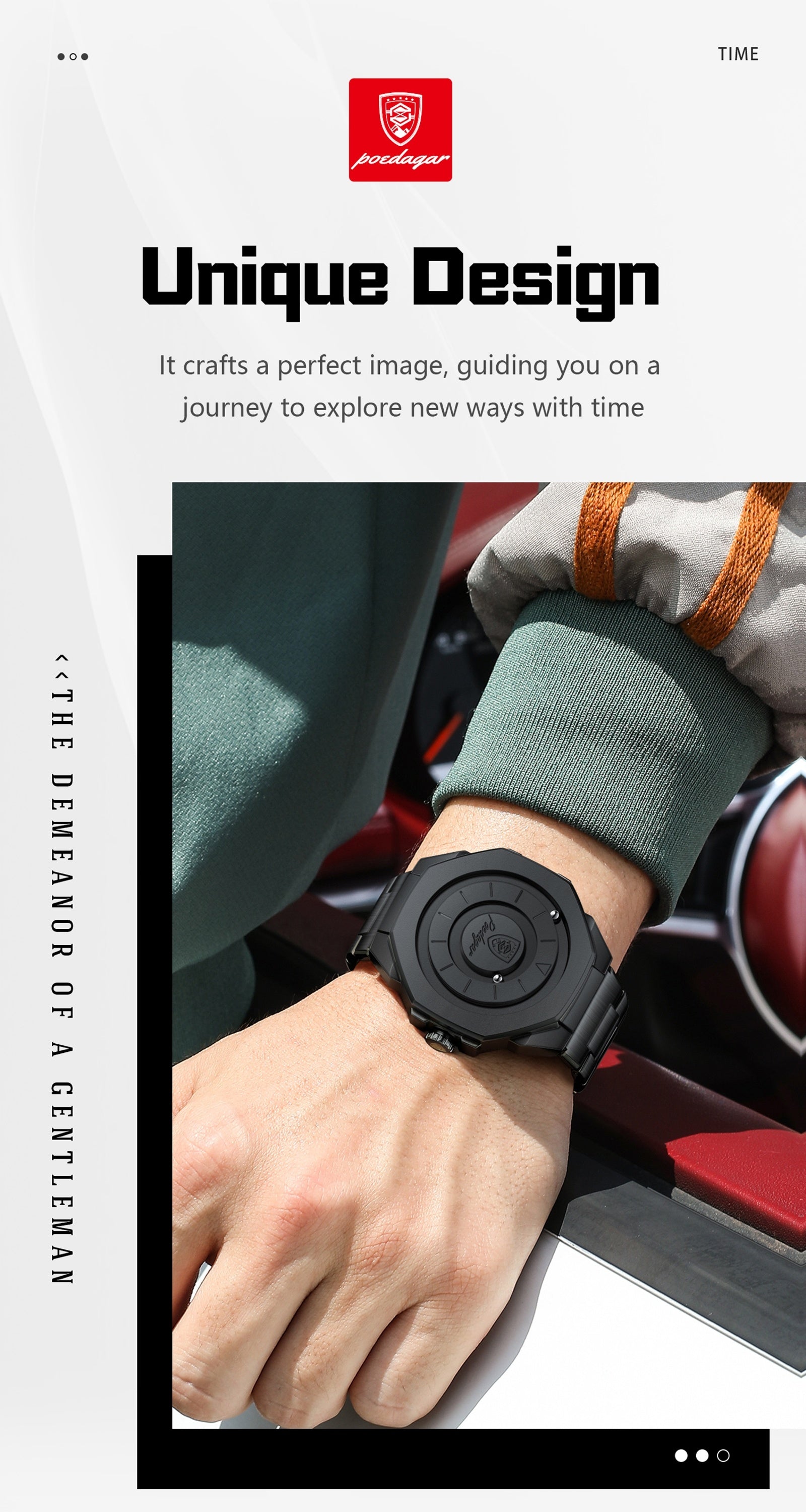 Men’s Quartz Future Magnetic Watch– Stainless Steel Underworld Time Peace Watch Band with Magnetic Back & Alloy Case
