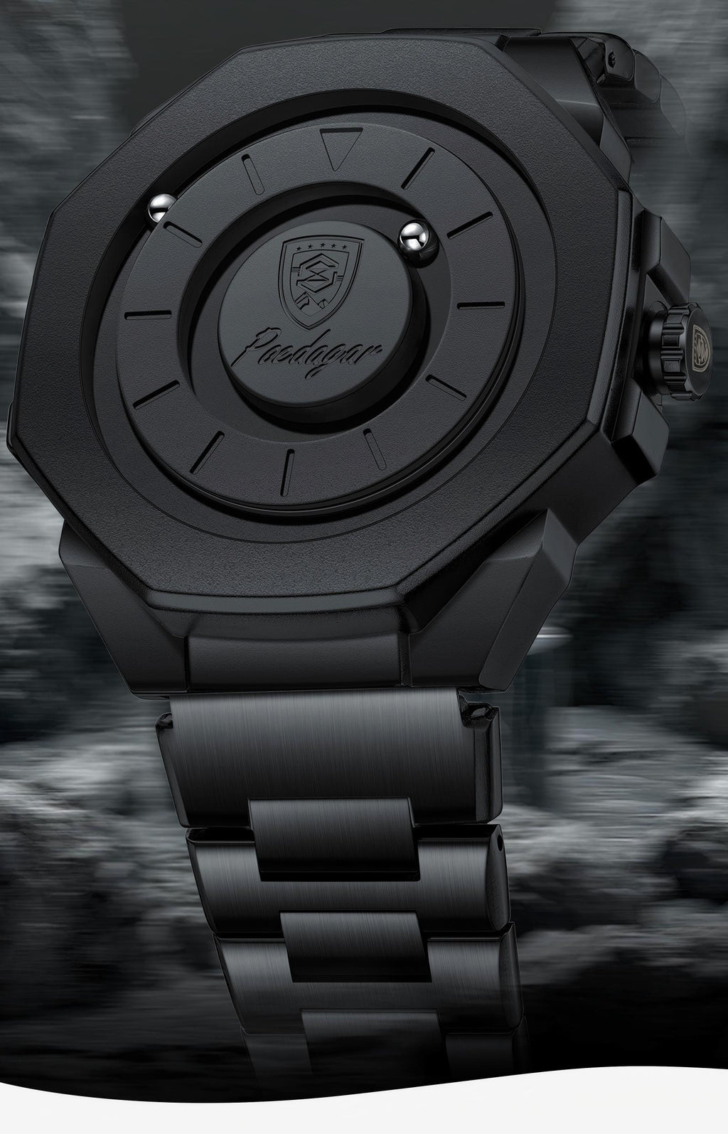 Men’s Quartz Future Magnetic Watch– Stainless Steel Underworld Time Peace Watch Band with Magnetic Back & Alloy Case