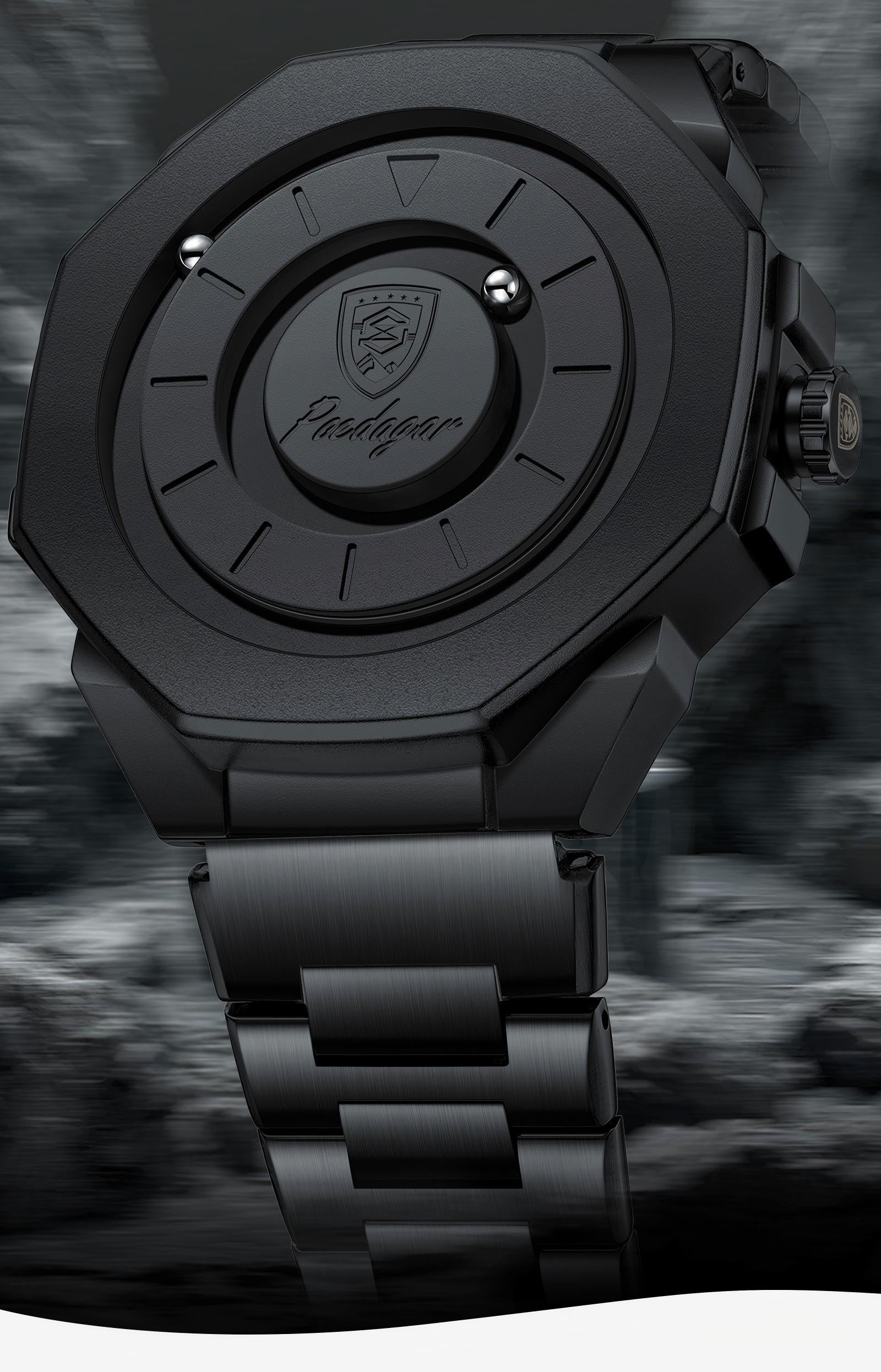 Men’s Quartz Future Magnetic Watch– Stainless Steel Underworld Time Peace Watch Band with Magnetic Back & Alloy Case