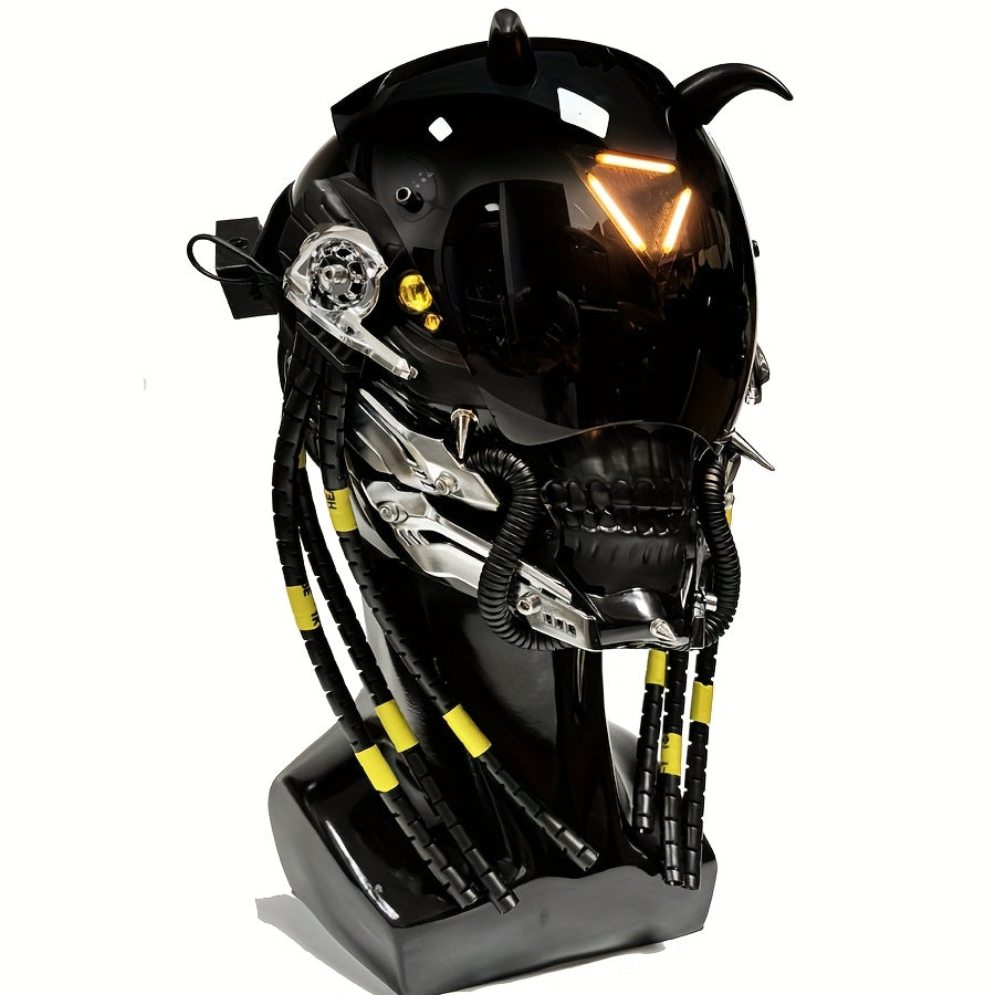 Cyberpunk LED Skull Mask Light Up Programmable Festival Cosplay Mask for Halloween Carnival Parties and Music Events by CyberTribe