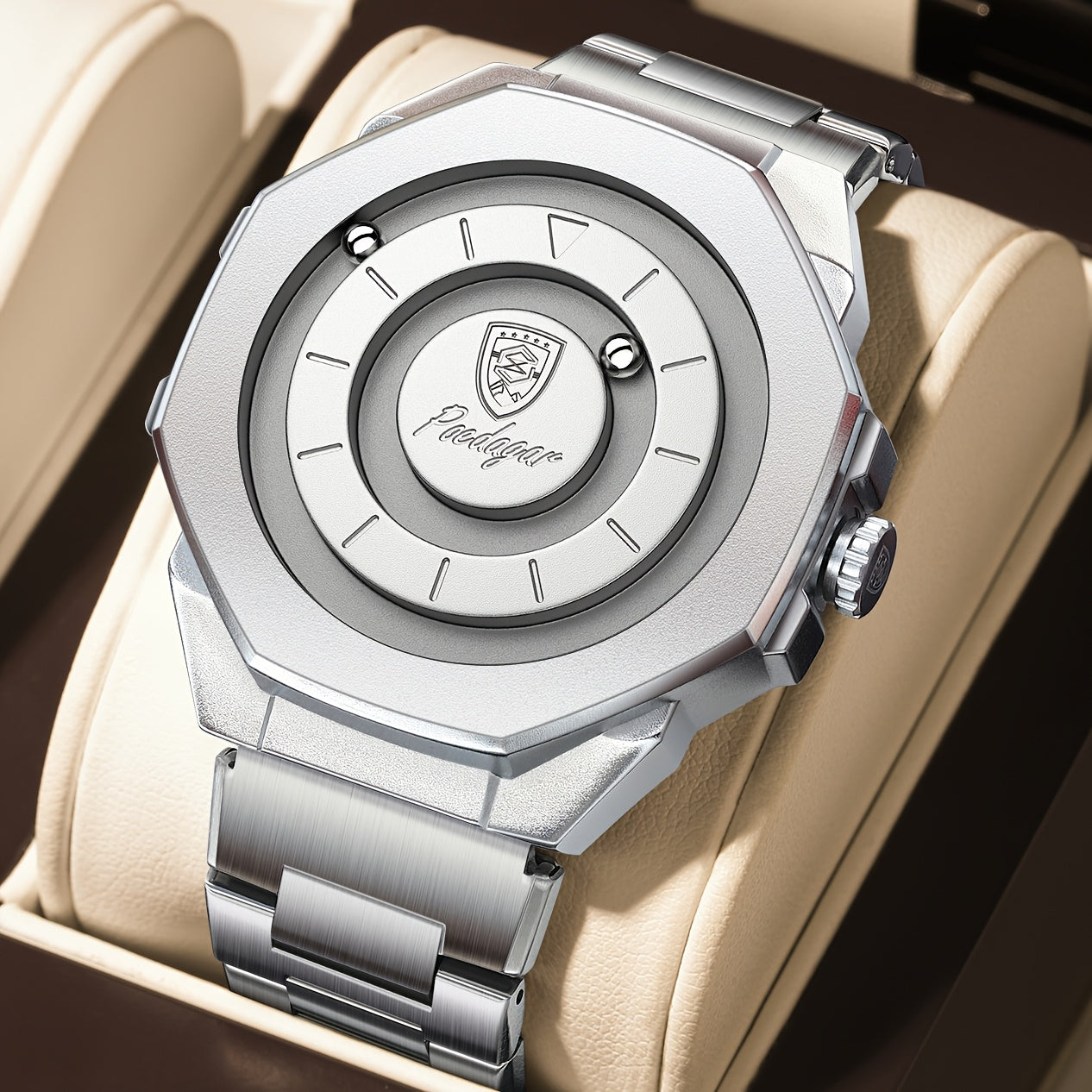 Men’s Quartz Future Magnetic Watch– Stainless Steel Underworld Time Peace Watch Band with Magnetic Back & Alloy Case